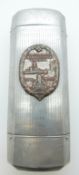 Nazi German aluminium case with Veterans Association Kiel 1935 badge to front