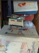 A collection of children's toys including kitchen items, Chad Valley Washing Machine,