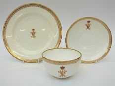 A 19thC trio from Queen Victoria's teaset with VR monogram and gilt decoration,