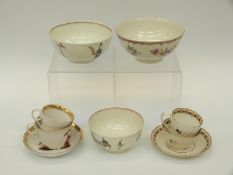 A collection of 18thC/19thC Worcester including three Oriental-style tea bowls, tea cup,