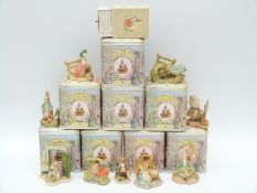 Eight Border Fine Arts Beatrix Potter figures in tins with a Royal Albert Johnny Town Mouse with
