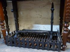 A fire basket and dogs