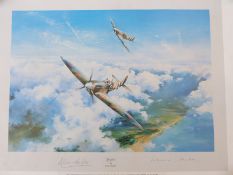 Robert Taylor 'Spitfire' print signed by Group Captain Sir Douglas Bader and Air Vice Marshal