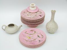 A 19thC dessert service with insect and foliage decoration,