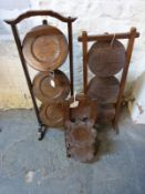 Three various cake stands including an Eastern style example