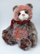 Charlie Bears Teddy Bear red panda with white tipped red and brown mohair, scarf and jointed limbs,