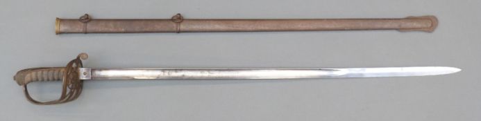 Victorian British 1822 pattern Infantry officer's sword in metal scabbard with impressed Lewis Sons