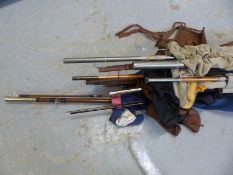 A collection of vintage fishing rods including Graham, Olympic,