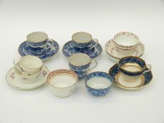 A quantity of 19thC ceramic teaware including Worcester, Newhall,