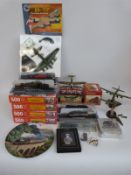 A collection of Atlas Editions model aeroplanes and trains,