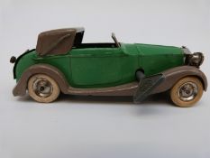 Tri-ang Minic clockwork tinplate Rolls Royce Sedanca with pale green and grey body,