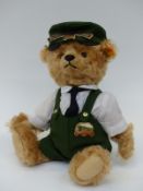 Steiff Teddy Bear Flying Scotsman with beige mohair, hat, badge & suit,