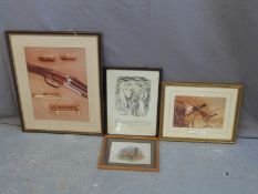 Four gun and shooting related prints including A Thorburn Mallard Rising, Basil Ede etc.