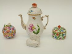 A collection of Herend porcelain to include a pierced, hand decorated lidded pot pourri pot,