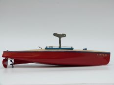 Hornby Venture clockwork tinplate model speedboat with original keys