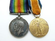 WWI medal pair comprising War and Victory Medals named to 194952 Pte J E Maycroft Army Service