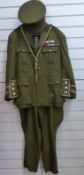 Replica WWI officer's tunic and pantaloons, size 42 in jacket and trousers, with cap,