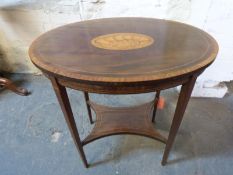 A late 19thC/ early 20thC occasional table with shell inlay to top,