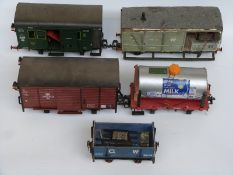 Five LGB G gauge railway goods wagons