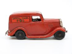 Tri-ang Minic clockwork tinplate Royal Mail Ford Light Van with red body,