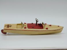 Hornby Racer III clockwork tinplate model speedboat with original keys