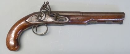 Collis of Oxford flintlock hammer action duelling pistol with named lock,