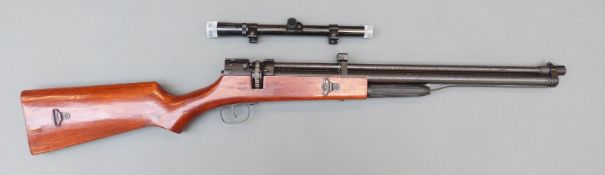 Chinese Qujiong .177 air rifle with rotating magazine and Pan Optik 4 x 15 scope, NVSN.