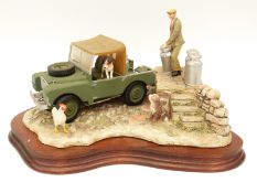 Border Fine Arts limited edition 178/1500 tableau of a farmer loading milk churns into a Land Rover,