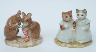 Two Royal Albert Beatrix Potter figures The Christmas Stocking and Mittens and Moppet,