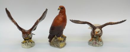 Three Beswick eagles comprising bald eagle,