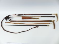 A silver mounted riding crop by Swaine, silver topped malacca swagger stick,