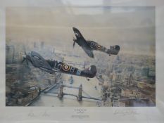 Robert Taylor print 'Victory Salute', signed by Starford-Tuck and Alan Deere,