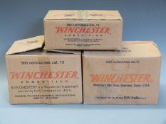 Three Winchester shotgun cartridge or ammunition boxes
