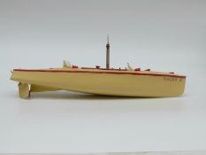 Hornby clockwork Racer III tinplate model speedboat with original keys