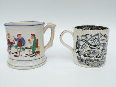 A 19thC frog mug and a farmer's God Speed the Plough mug