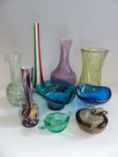 Seven pieces of glass to include a studio example