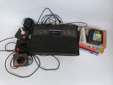 Atari video computer system games console and various games.