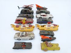Fifteen Corgi Toys diecast model novelty, film and TV related vehicles including Batmobile, Batboat,