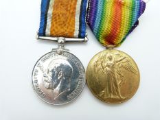 WWI medal pair comprising War and Victory medals named to 201056 Pte A E Joseph Shropshire Light
