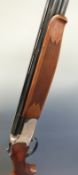 Lanber 12 bore over and under ejector shotgun with scrolling and bird engraving to the lock,