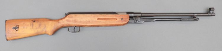 Lion .22 underlever air rifle with sling mounts and raised front sight, NVSN.