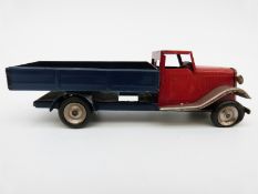 Tri-ang Minic clockwork tinplate Delivery Truck with red cab,