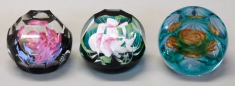 Three Caithness Glass limited edition paperweights Amore 24/50,