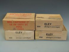 Four Eley & Hull cartridge or ammunition boxes