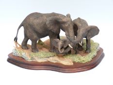 Border Fine Arts limited edition 77/850 figural elephant group 'Tender Moments' modelled by R T