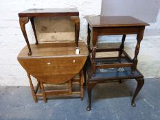 Four various tables including a drop leaf example