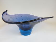 Murano style purple and blue glass control bubble bowl,