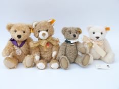 Four Steiff Teddy Bears comprising Virgo, Leo, Memories and one other Original, largest 28cm tall,