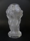 Ingrid Art Nouveau style frosted glass vase decorated with figures dancing in a vineyard,