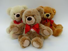Three Steiff Teddy Bears including Bobby in beige, cream & rust mohair,